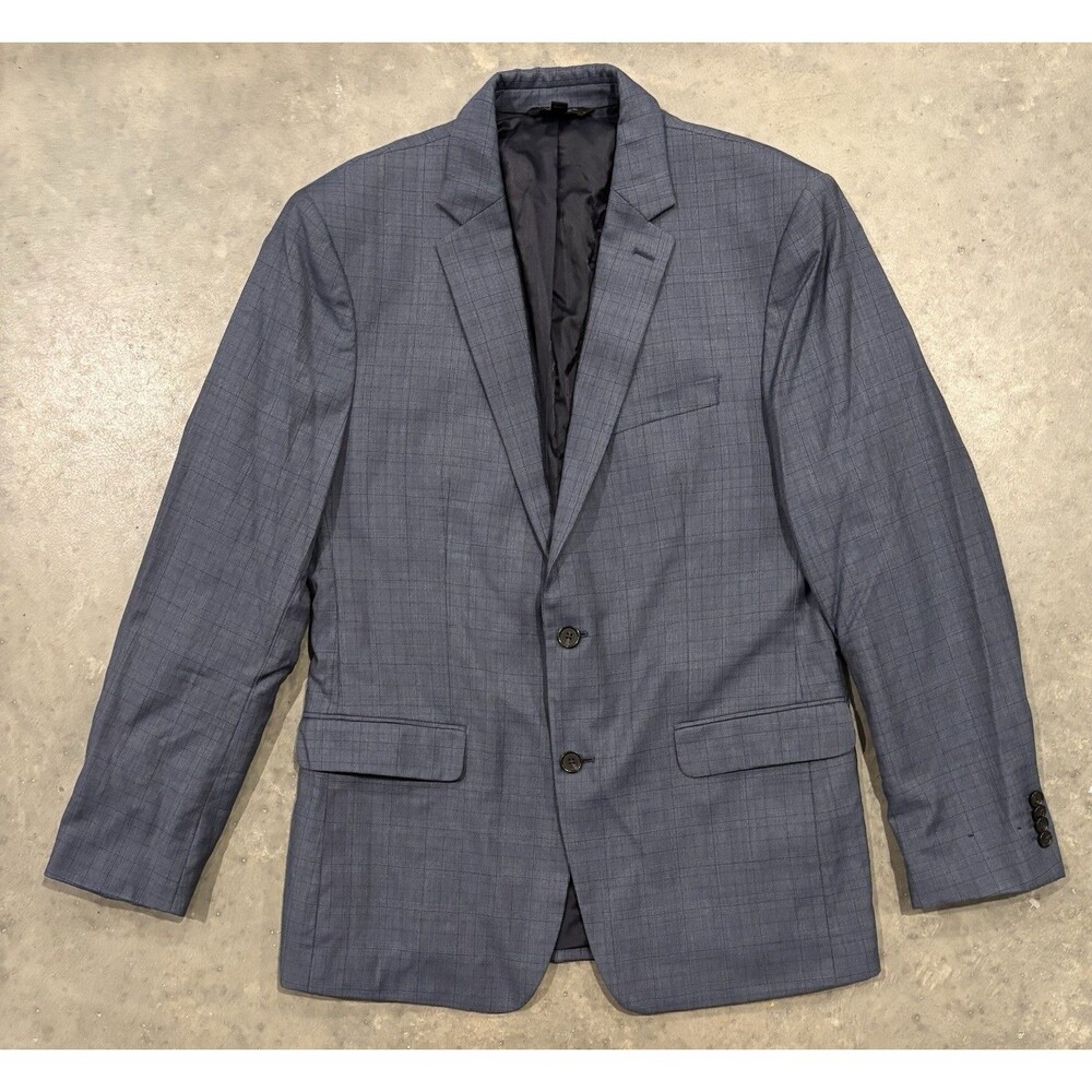 Banana Republic Mens 40R 100% Wool Blazer Windowpane Plaid Standard Fit